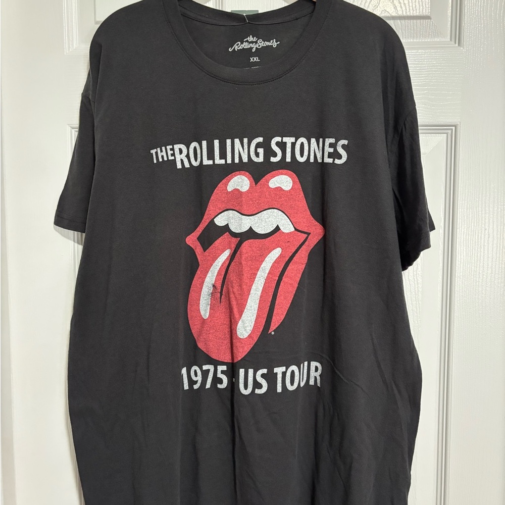 Rolling Stones Black Tee with Logo Print